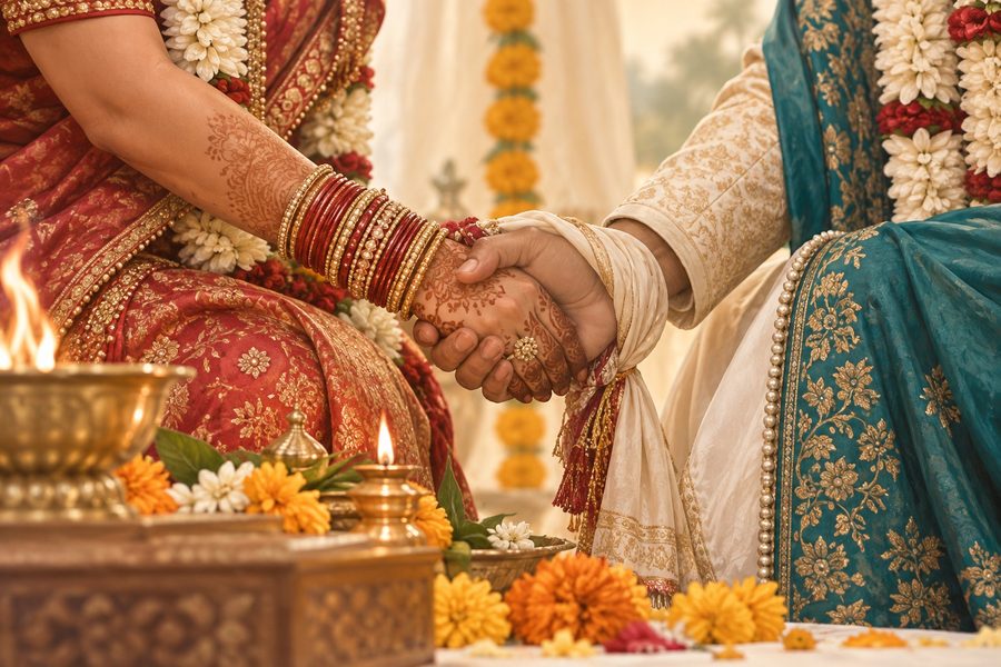 विवाह में दूल्हा-दुल्हन के हाथ